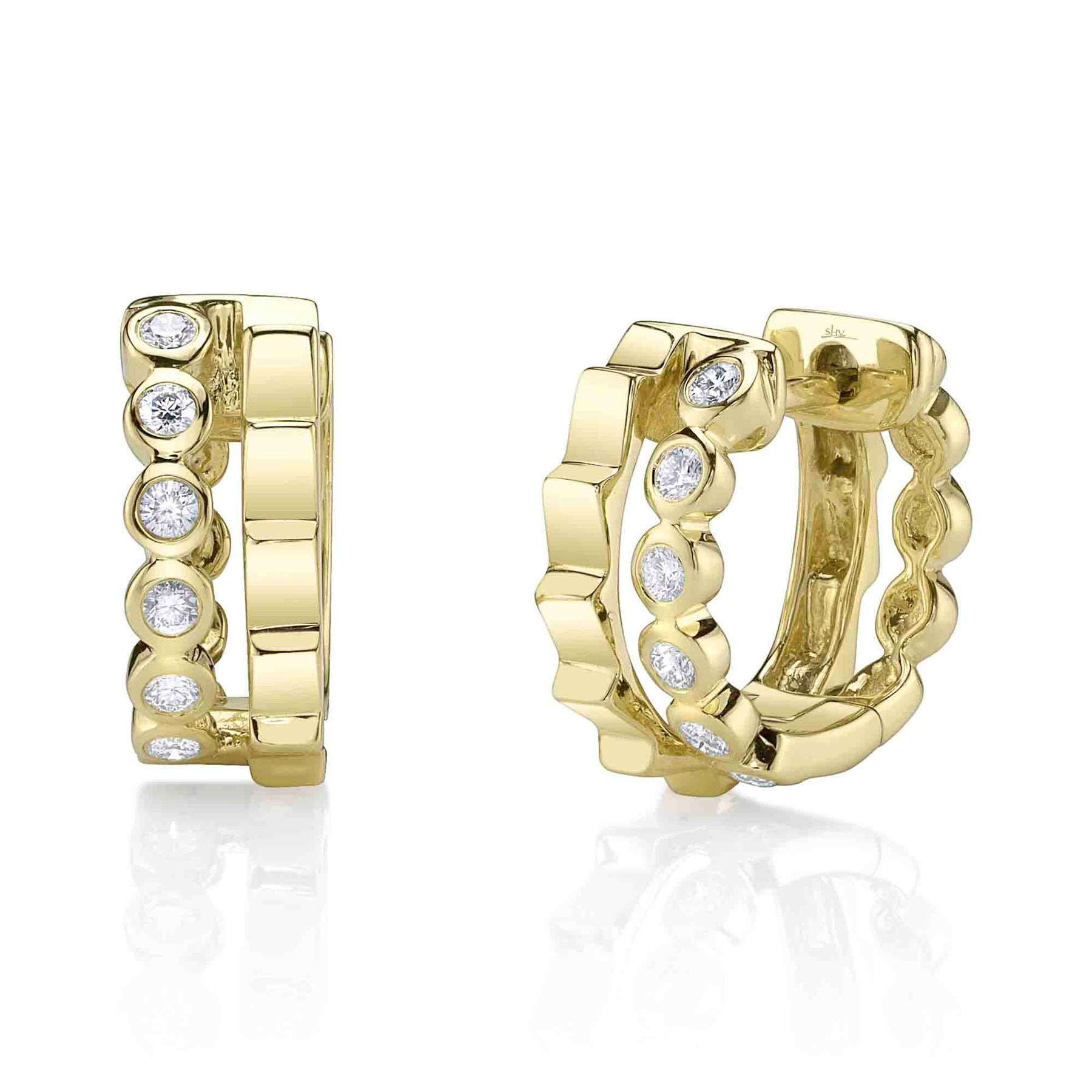 Shy Creation Bailey Diamond Bezel Huggie Earrings