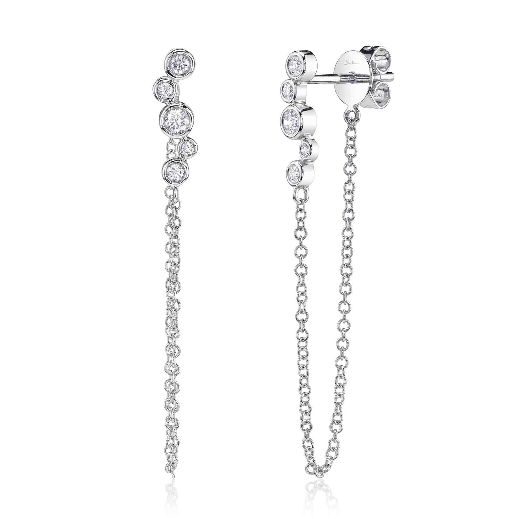 Shy Creation Bailey Diamond Bezel Chain Earrings