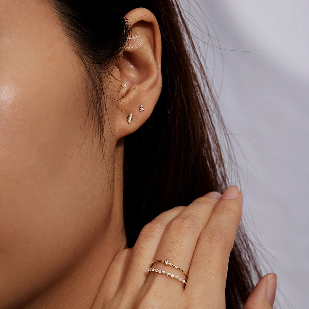 Aurelie Gi Avery Double Diamond Stud Earrings (0.074 ct. tw.)