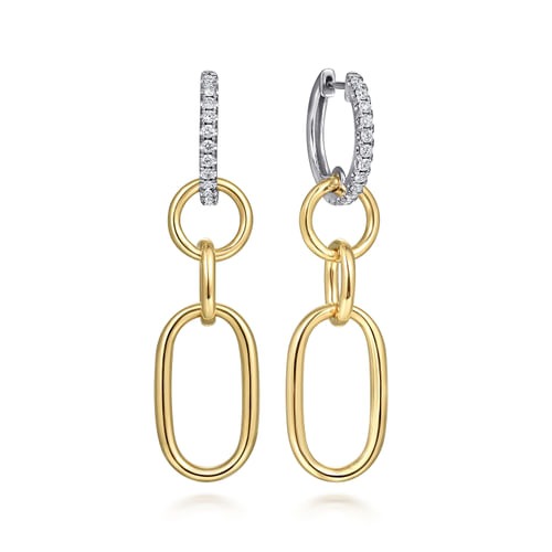Gabriel & Co. Contemporary Two-Tone Diamond Hollow Tube Huggie Drop Earrings (0.35 ct. tw.)