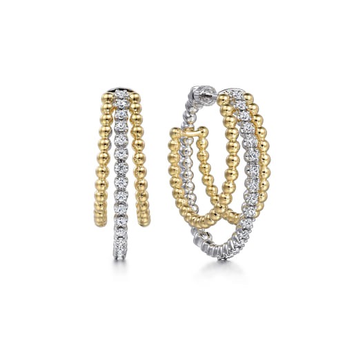 Gabriel & Co. Bujukan Two-Tone Diamond Intricate Hoop Earrings (0.49 ct. tw.)