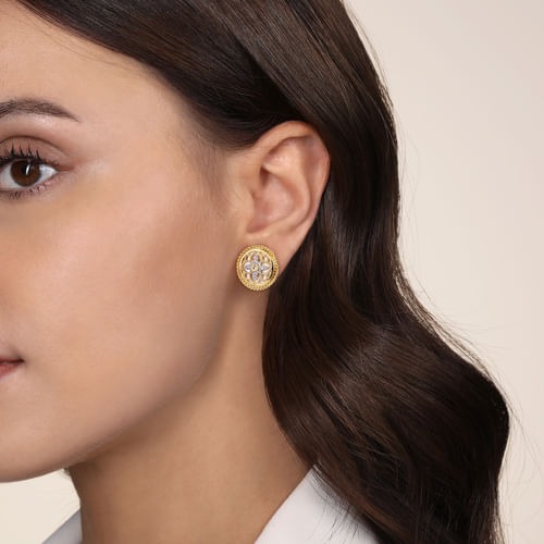Gabriel & Co. Bujukan Diamond & Mother of Pearl Stud Earrings (0.14 ct. tw.)