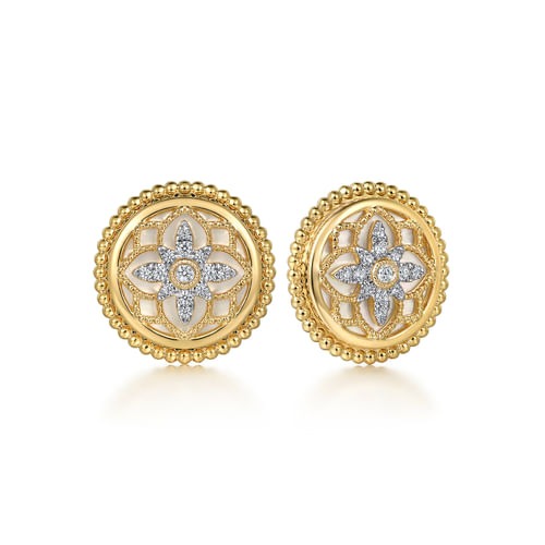 Gabriel & Co. Bujukan Diamond & Mother of Pearl Stud Earrings (0.14 ct. tw.)