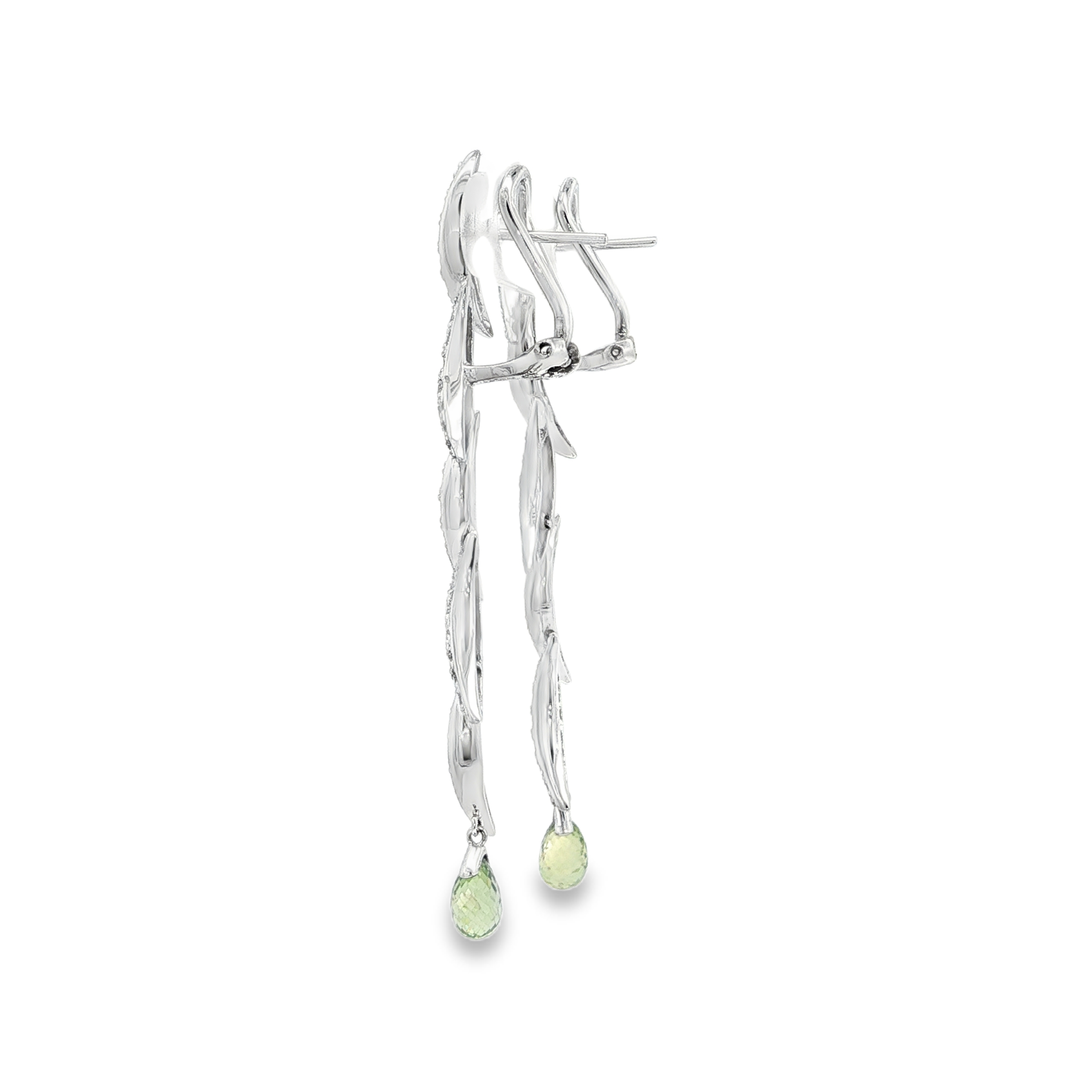 Estate by Martin Binder Green Sapphire & Diamond Dangle Earrings