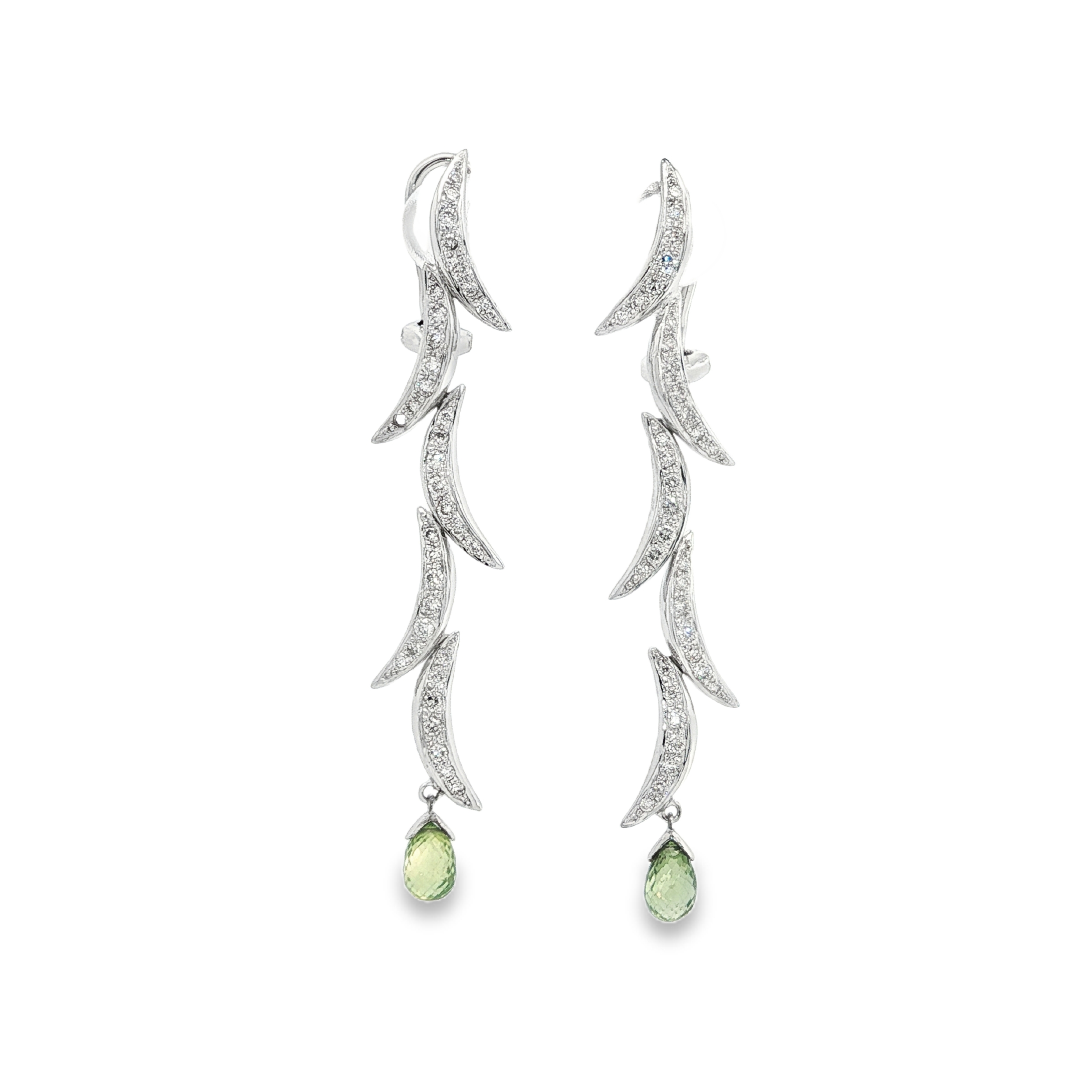 Estate by Martin Binder Green Sapphire & Diamond Dangle Earrings