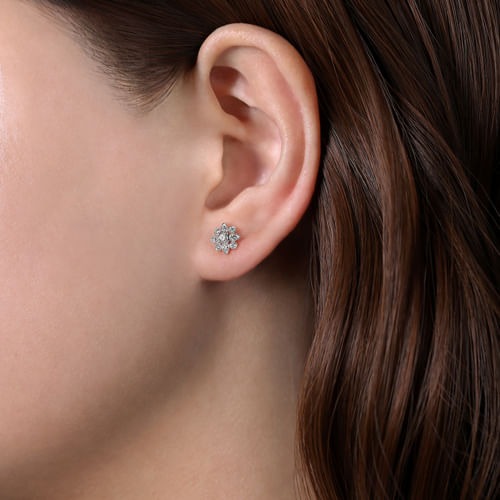 Gabriel & Co. Lusso Floral Diamond Stud Earrings