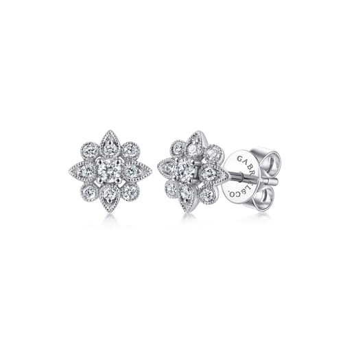 Gabriel & Co. Lusso Floral Diamond Stud Earrings