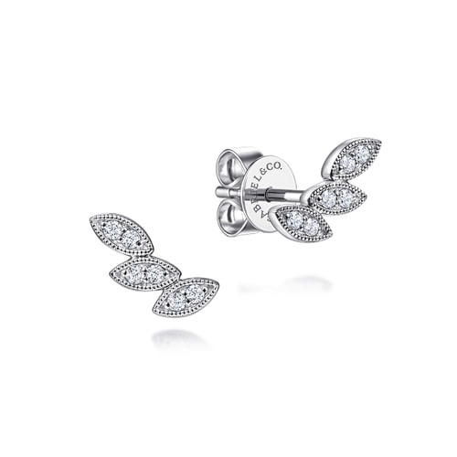 Gabriel & Co. Lusso Diamond Leaf Shape Stud Earrings