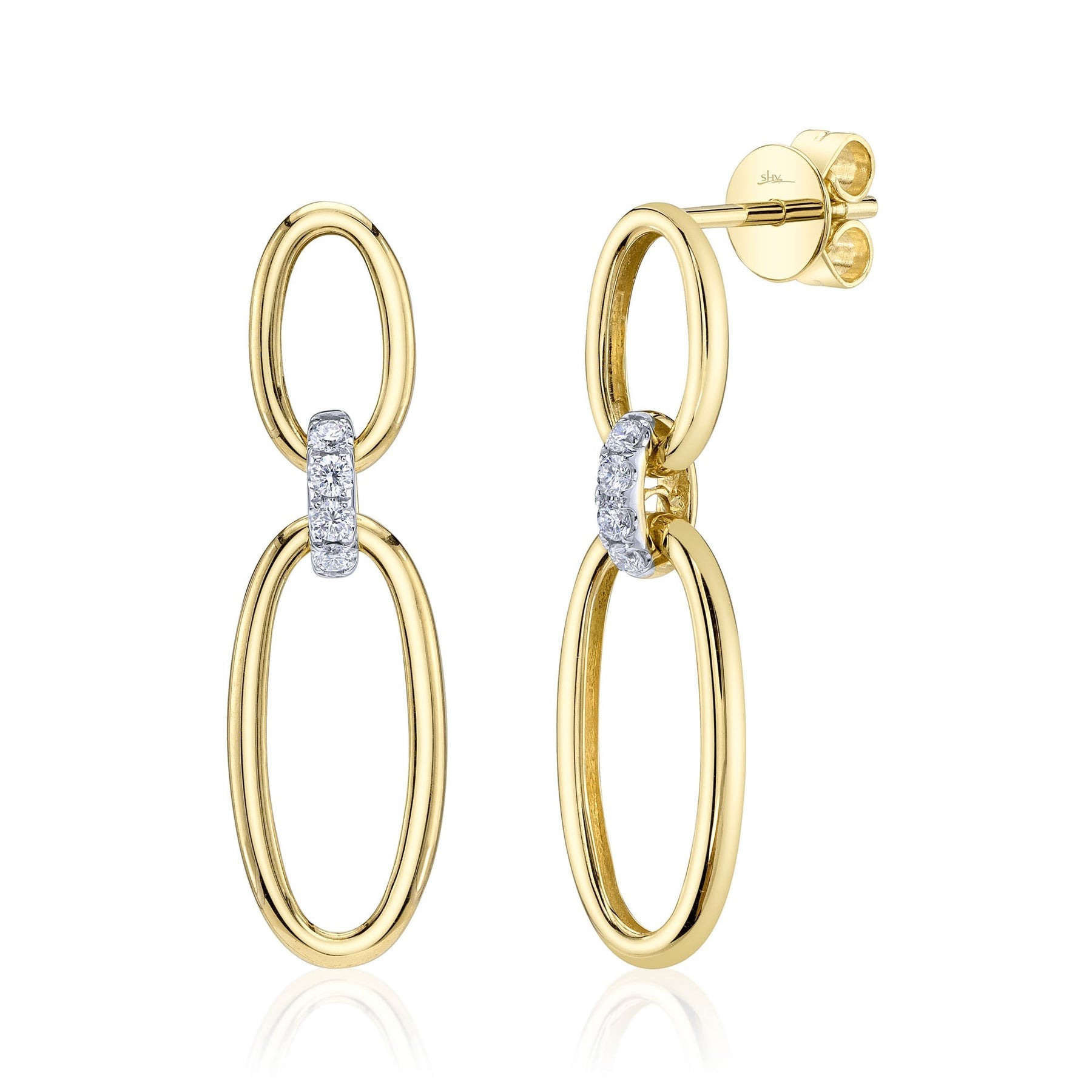 Shy Creation Kate Two-Tone Diamond Oval Earrings