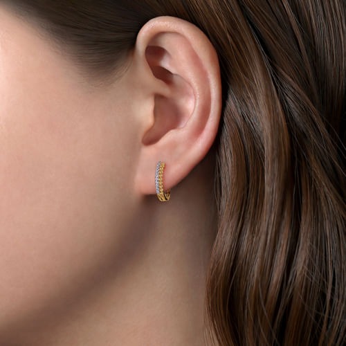 Gabriel & Co. Bujukan Pave 10mm Diamond Huggie Earrings