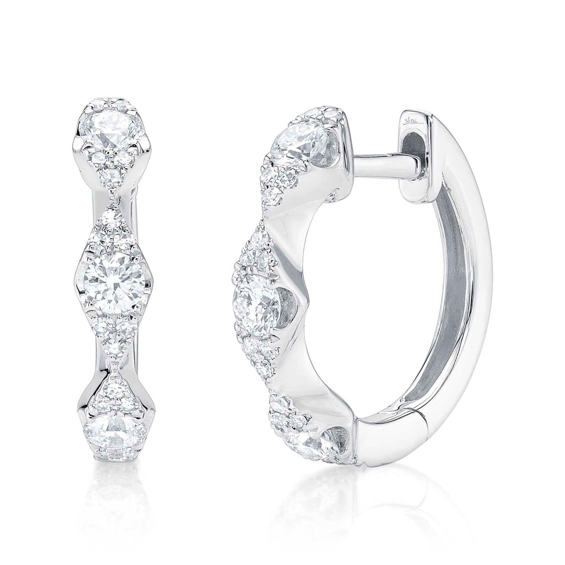 Shy Creation Kate Diamond Huggie Hoop Earrings