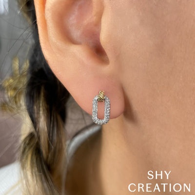 Shy Creation Kate Two-Tone Diamond Dangle Earrings (0.29 ct. tw.)