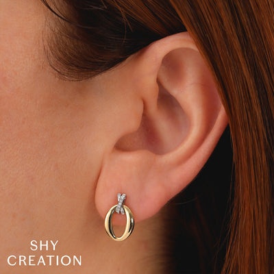 Shy Creation Kate Diamond Oval Earrings (0.07 ct. tw.)
