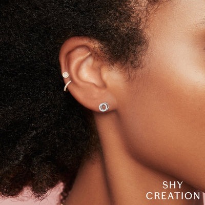 Shy Creation Love Knot Circle Diamond Earrings