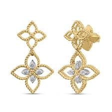 Roberto Coin Princess Flower Principessa Diamond Drop Earrings