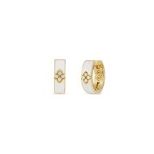 Roberto Coin Love in Verona White Enamel & Diamond Hoop Earrings