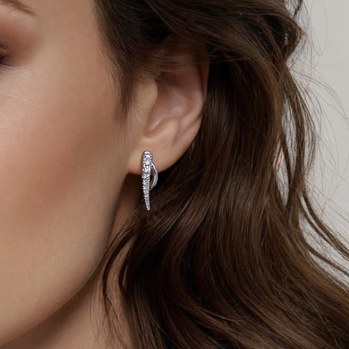 Gabriel & Co. Kaslique Graduating Diamond Spike Huggie Earrings