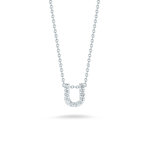 Roberto Coin Tiny Treasures Diamond Letter U Necklace