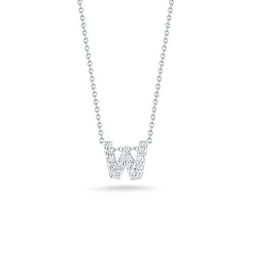 Roberto Coin Tiny Treasures Diamond Letter W Necklace
