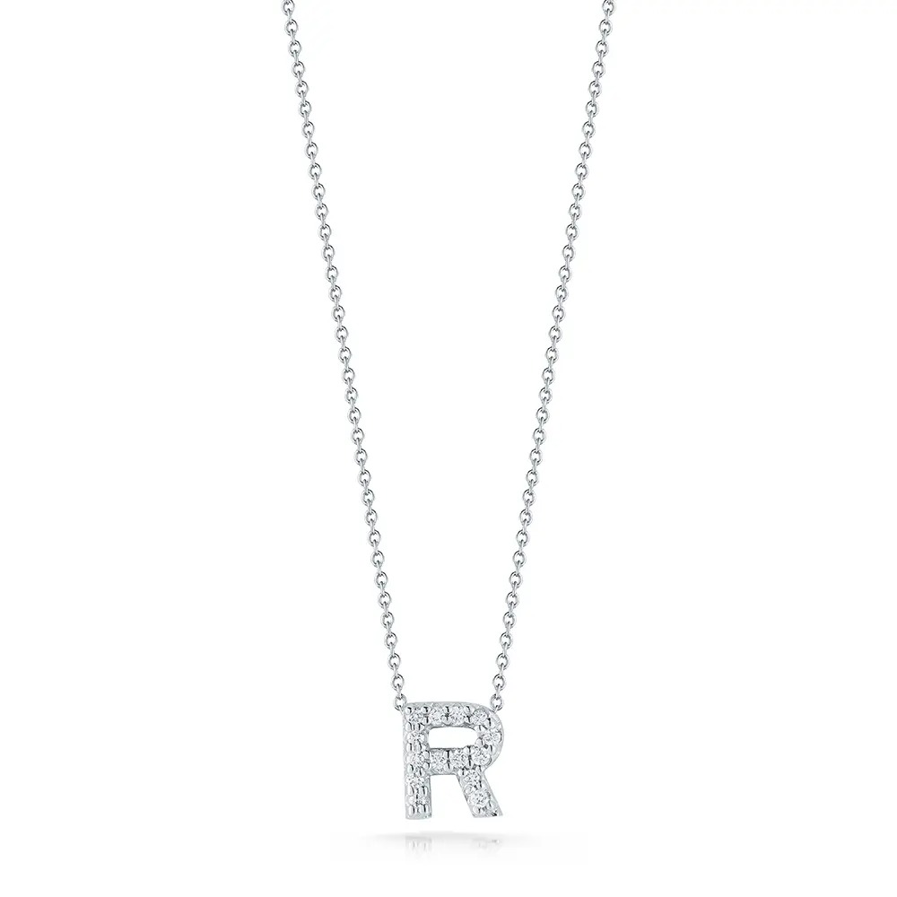 Roberto Coin Tiny Treasures Diamond Letter R Necklace