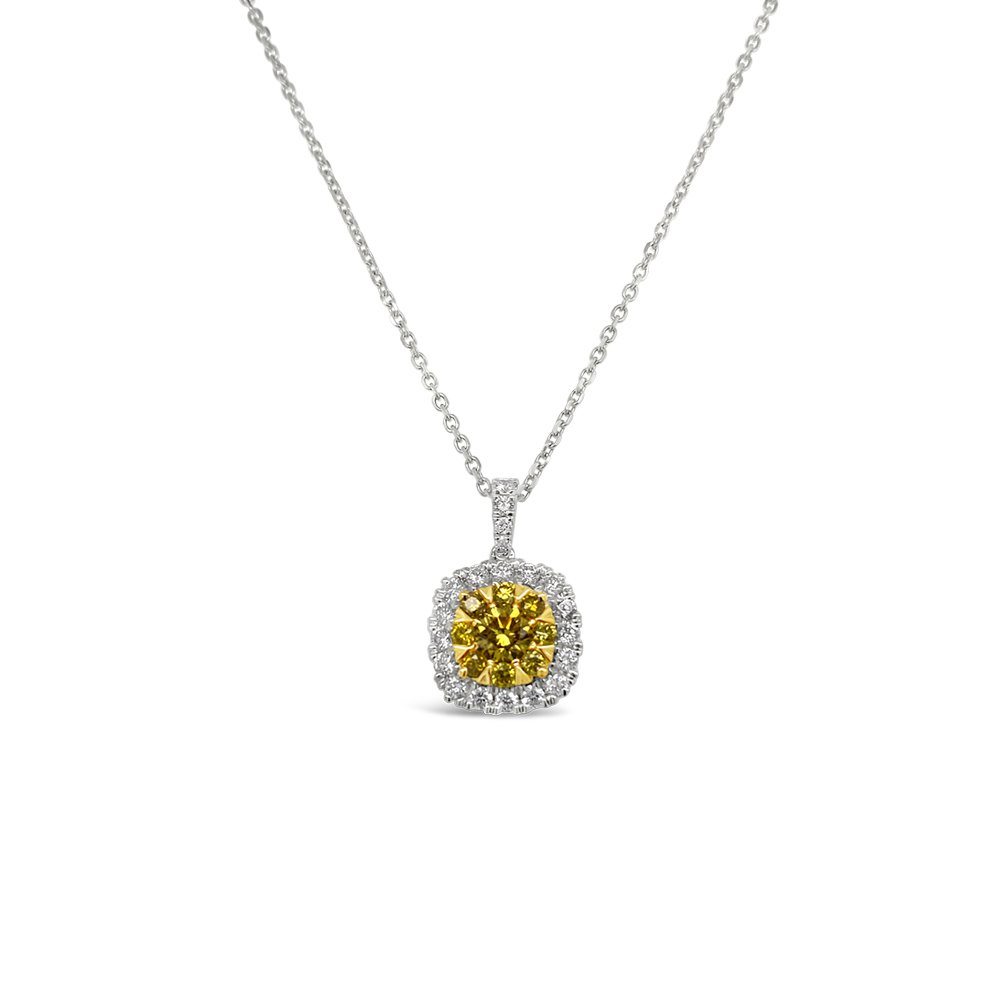 Clara By Martin Binder Yellow Diamond Halo Necklace (0.72 Ct. Tw.)