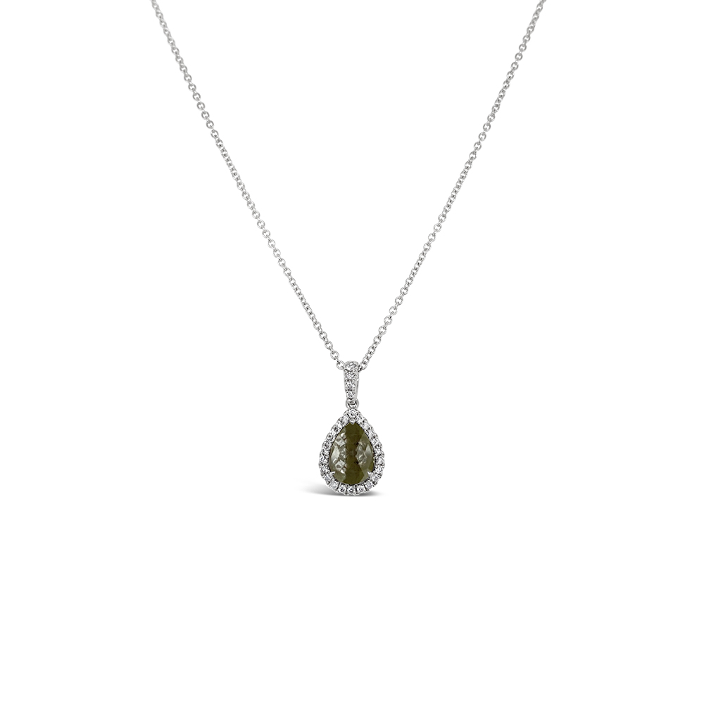 Clara By Martin Binder Pear Salt & Pepper Halo Pendant Necklace (0.94 Ct. Tw.)