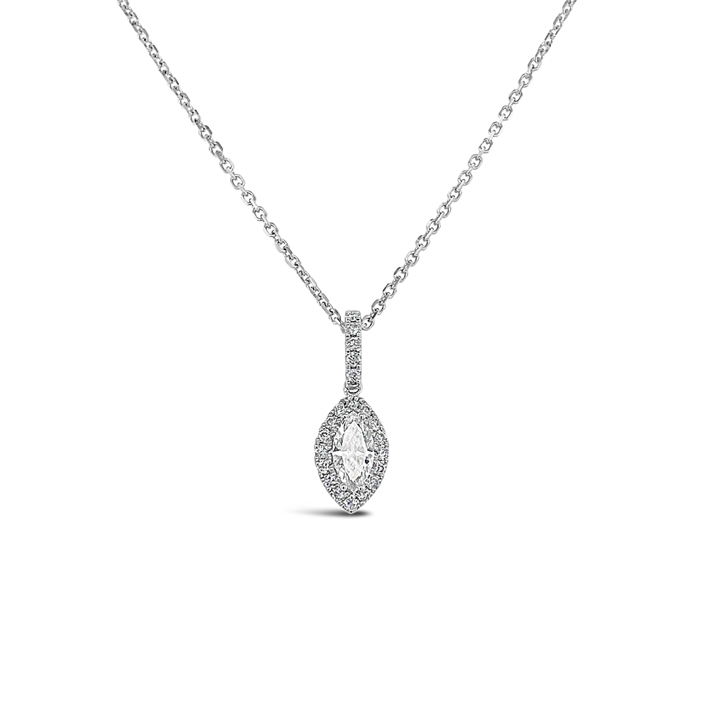 Clara By Martin Binder Forevermark Marquise Diamond Halo Necklace (0.37 Ct. Tw.)