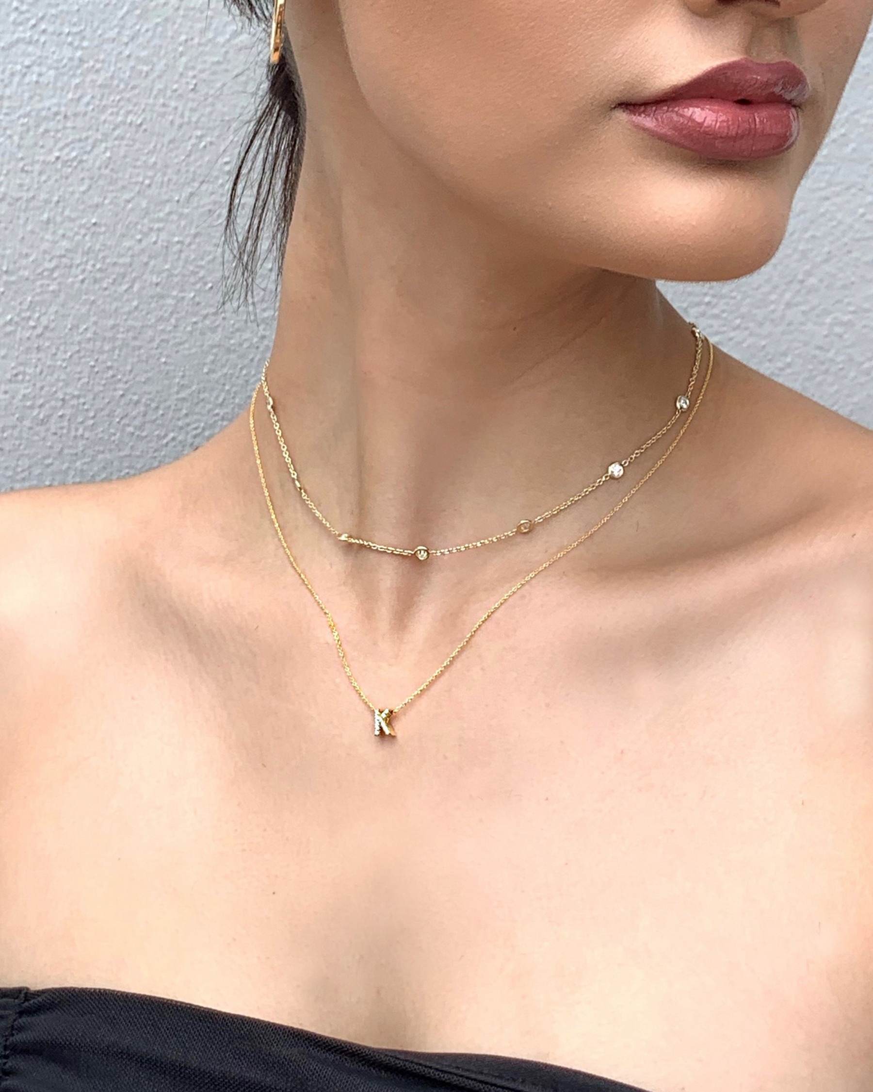 Roberto Coin Tiny Treasures Diamond Letter F Necklace
