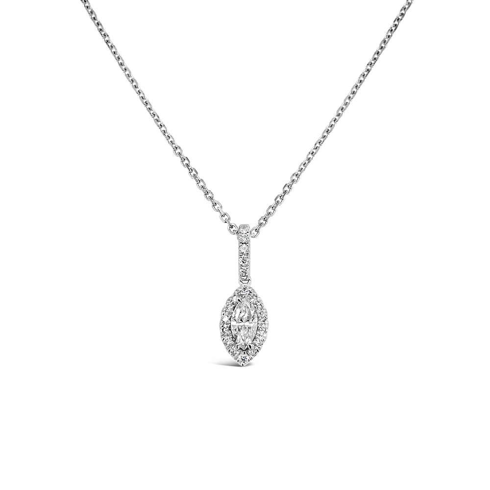 Clara By Martin Binder Marquise Diamond Halo Necklace (0.37 Ct. Tw.)