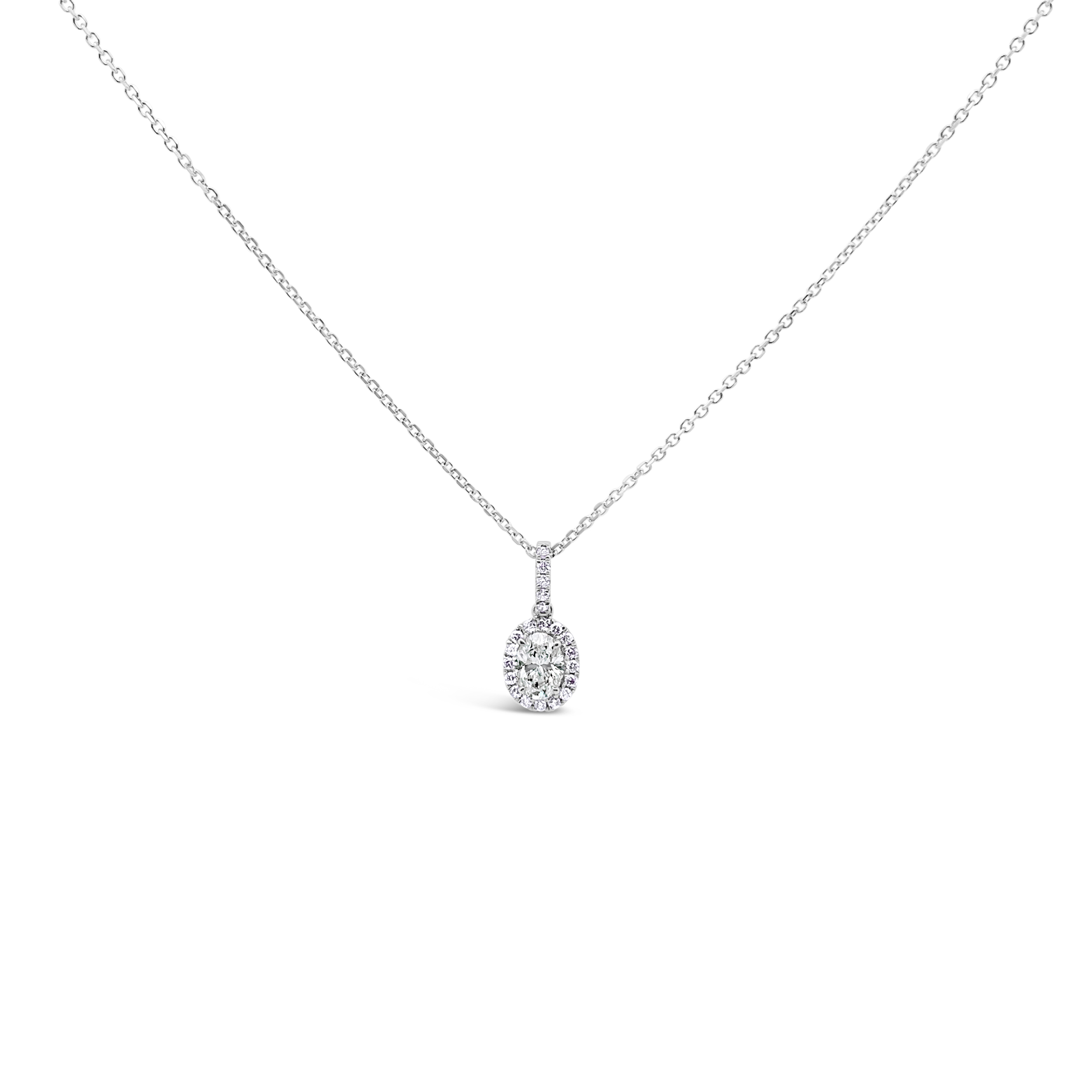 Clara By Martin Binder Oval Diamond Halo Necklace (0.56 Ct. Tw.)