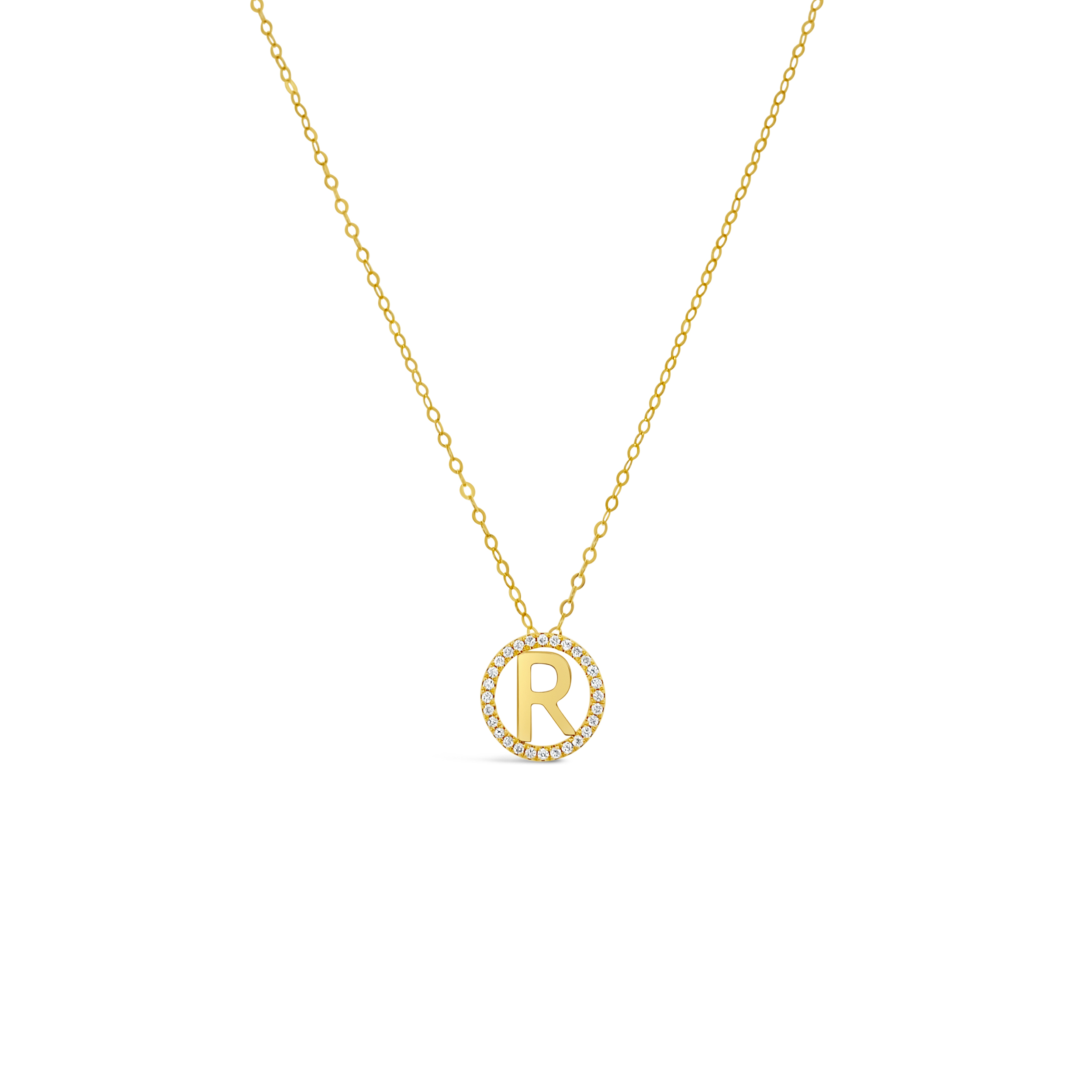 Clara By Martin Binder Diamond Initial R Disc Necklace (0.09 Ct. Tw.)