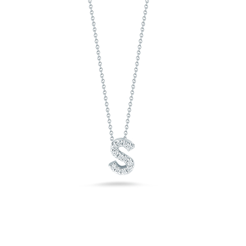 Roberto Coin Tiny Treasures Diamond Initial  S Necklace