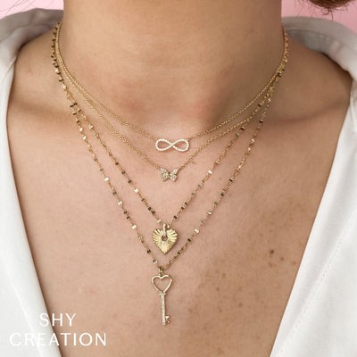 Shy Creation Kate Pave Butterfly Necklace
