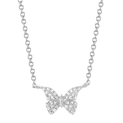 Shy Creation Kate Pave Butterfly Necklace