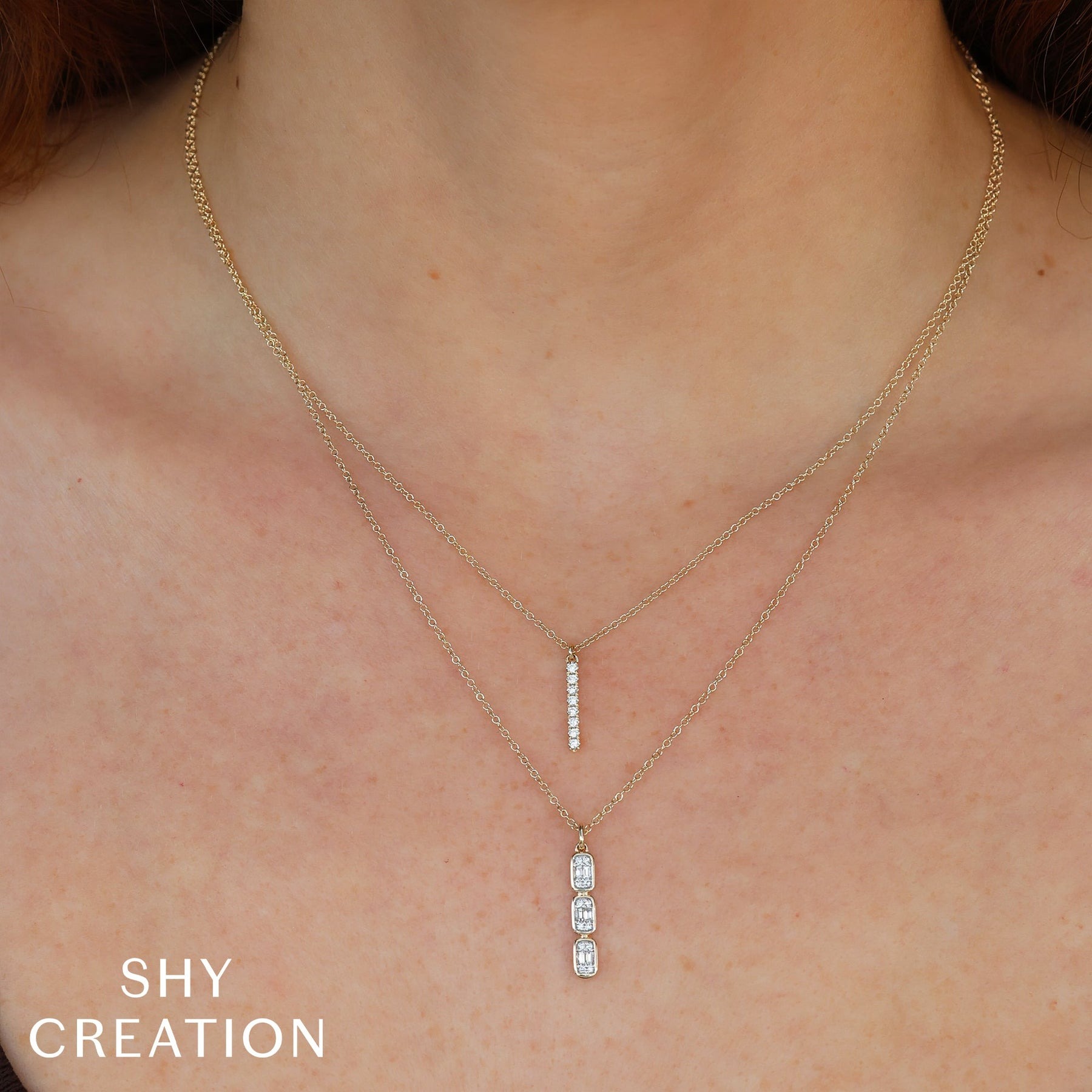 Shy Creation Kate Diamond Bar Necklace