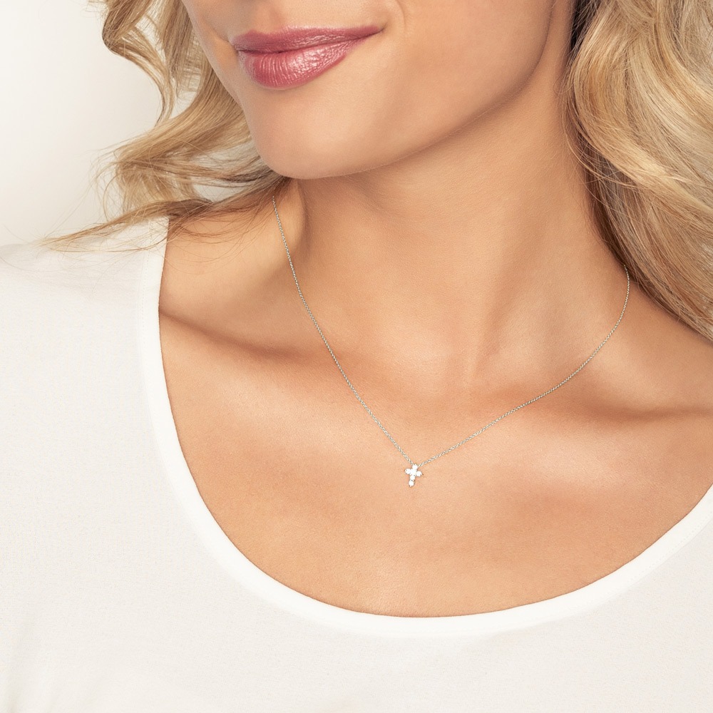 Roberto Coin Tiny Treasures Diamond Cross Necklace