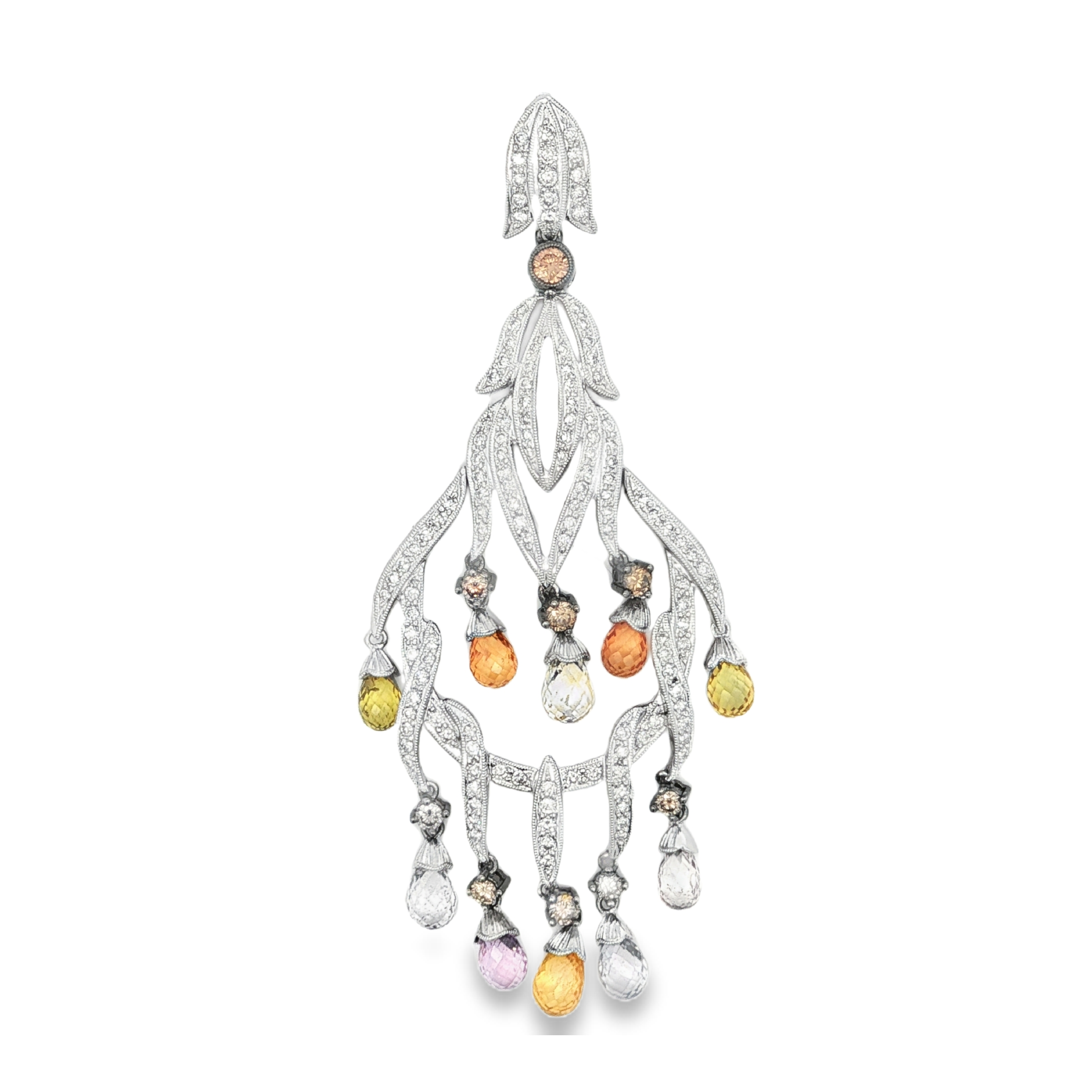 Estate by Martin Binder Fancy colored Sapphire & Diamond Enhancer Pendant