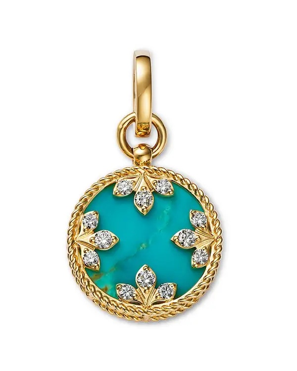 Roberto Coin Venetian Princess Turquoise & Diamond Medallion Pendant