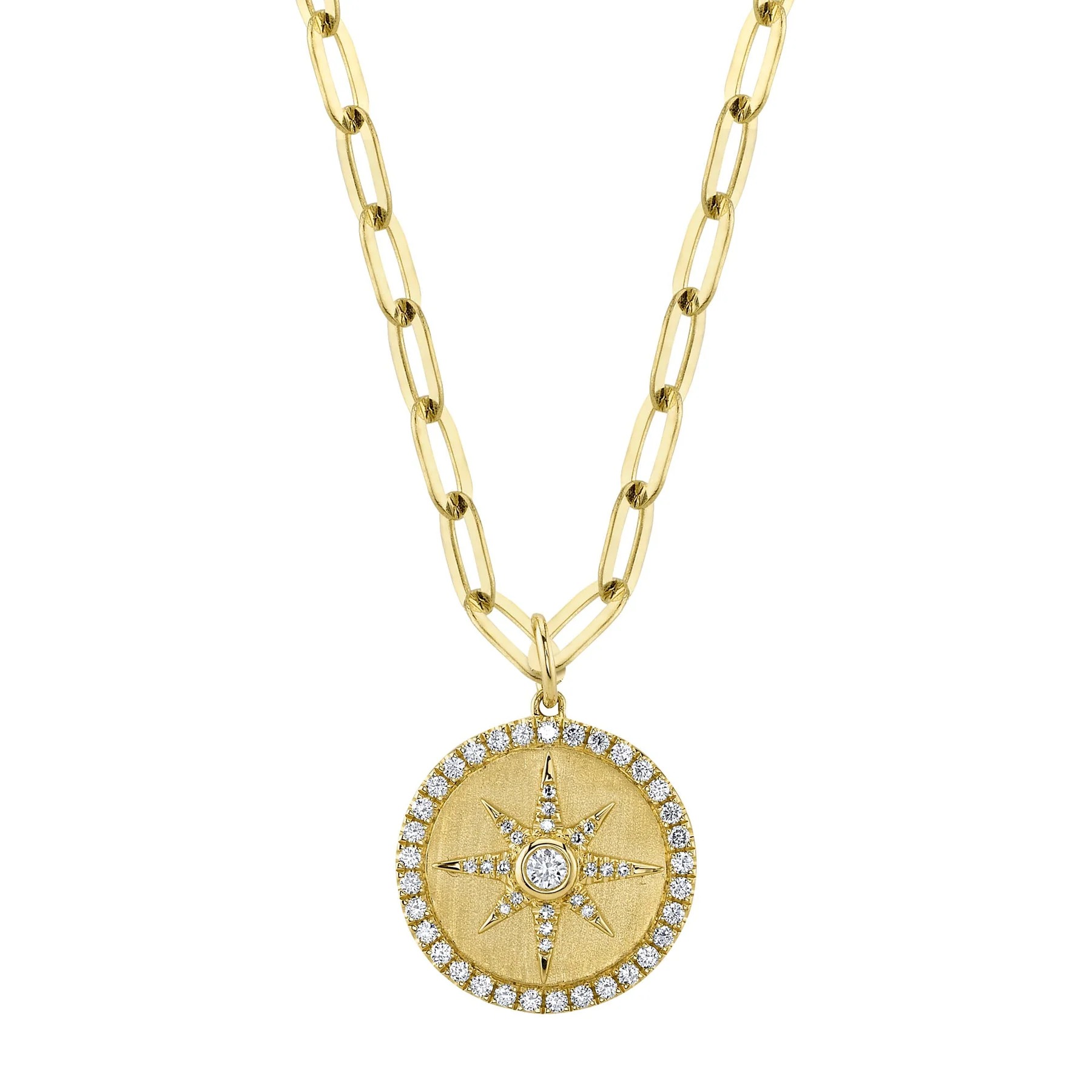 Shy Creation Diamond Star Paperclip Link Necklace