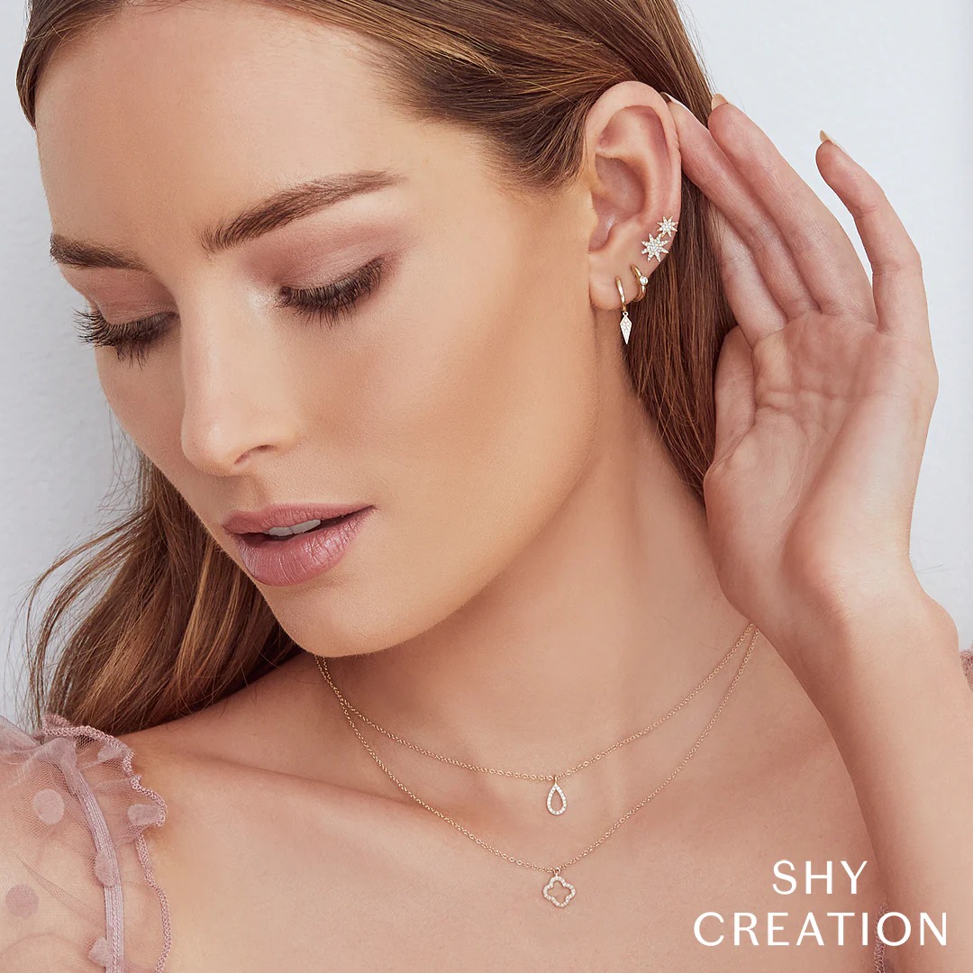 Shy Creation Diamond Open Pear Necklace (0.06 Ct)