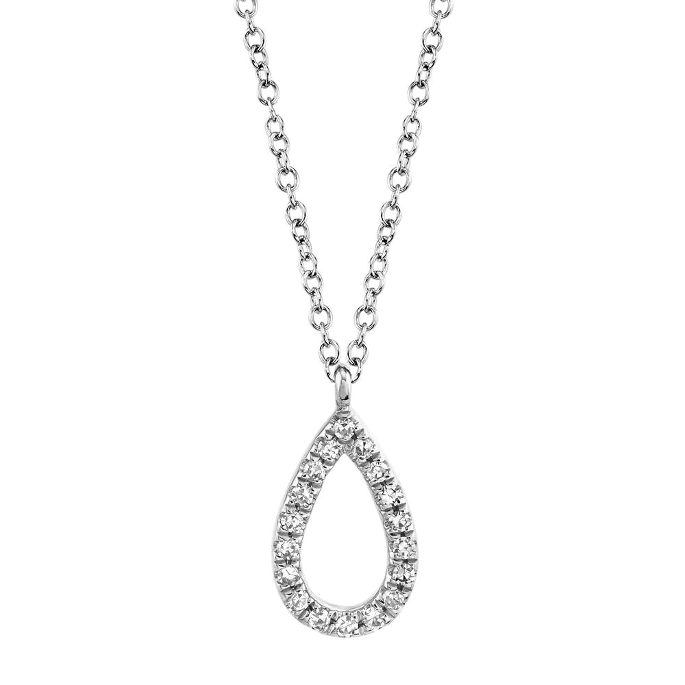 Shy Creation Diamond Open Pear Necklace (0.06 Ct)