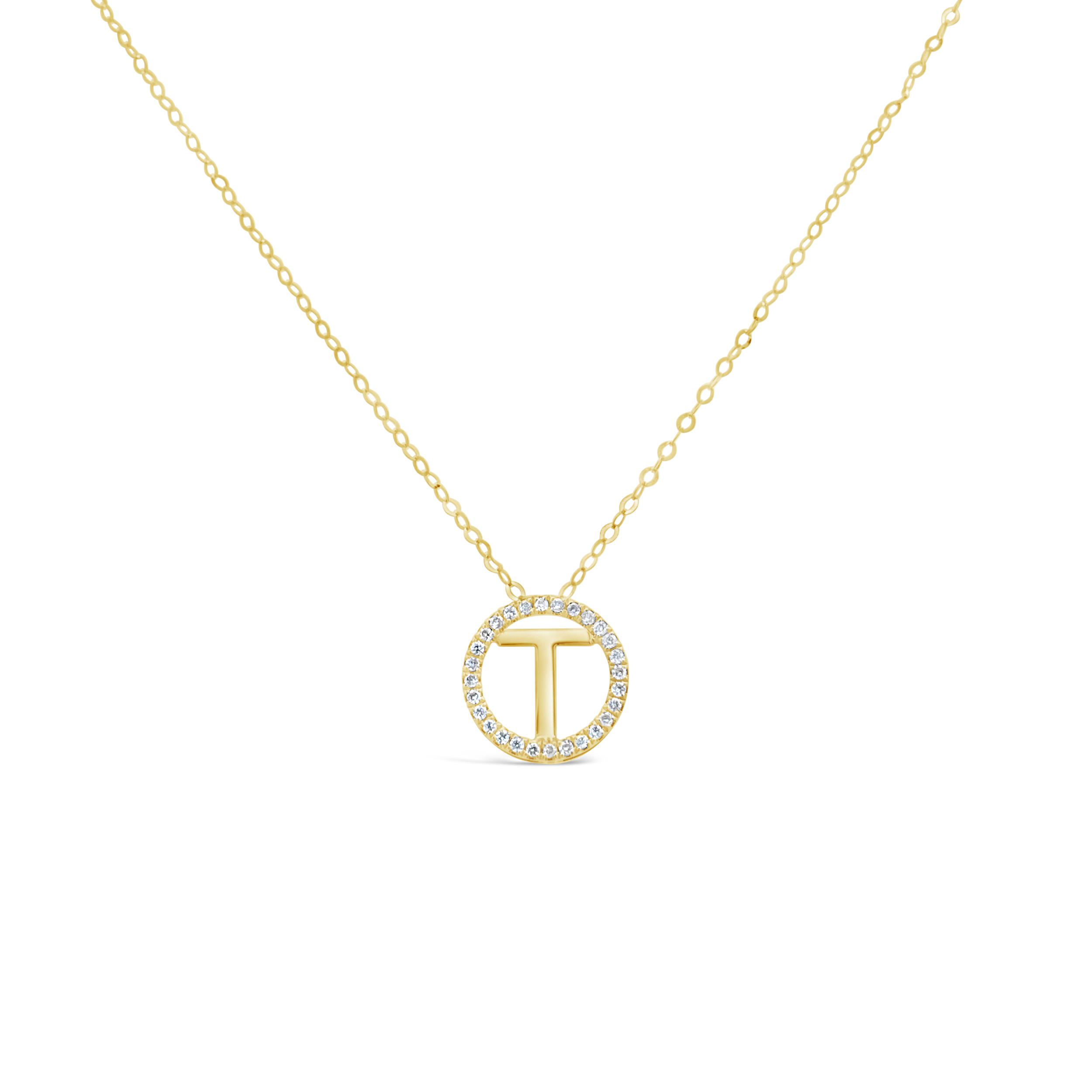Clara By Martin Binder Diamond Initial T Disc Necklace (0.09 Ct. Tw.)