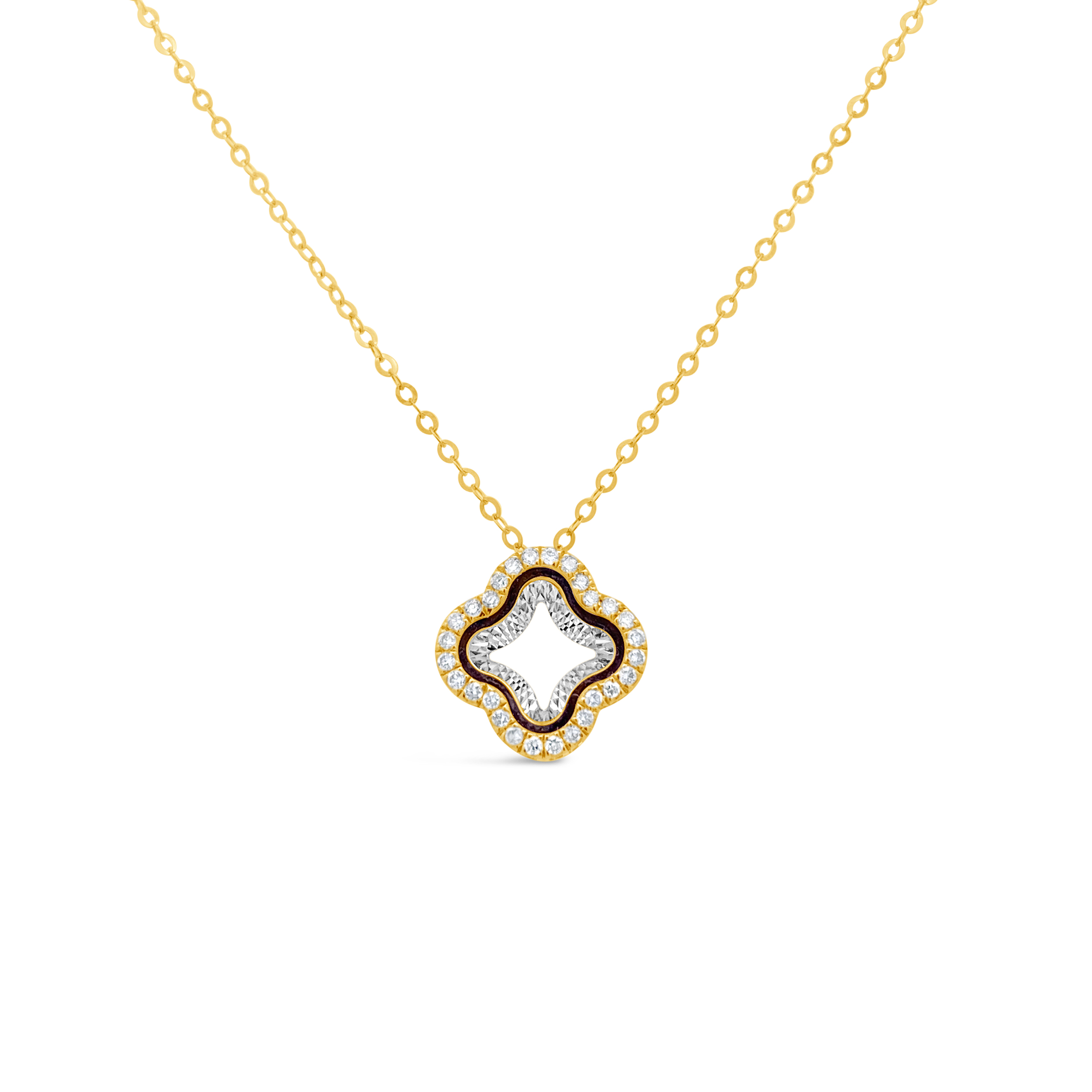 Clara By Martin Binder Diamond Open Frame Flower Necklace (0.13 Ct. Tw.)