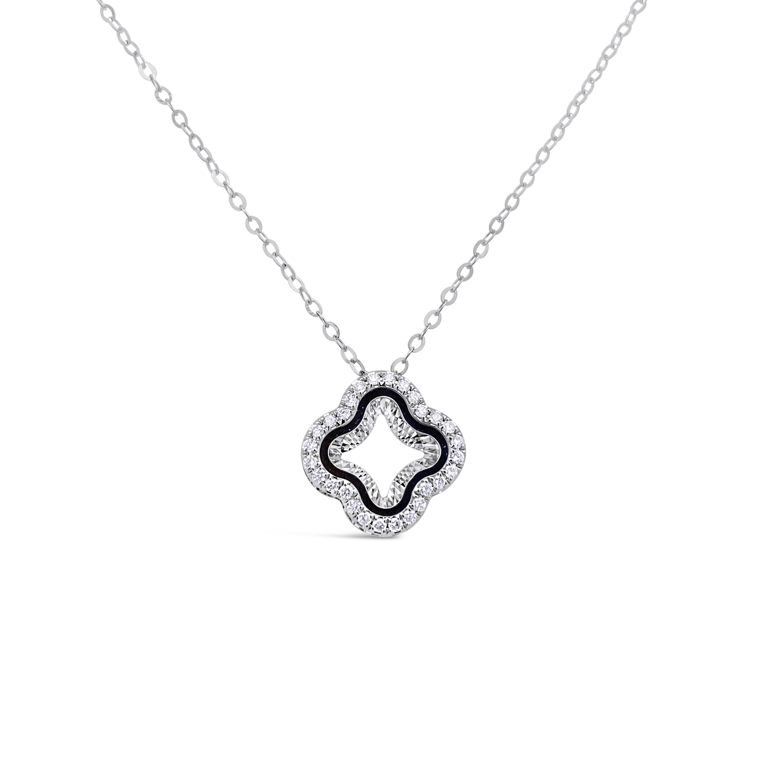 Clara By Martin Binder Diamond Open Frame Flower Necklace (0.13 Ct. Tw.)