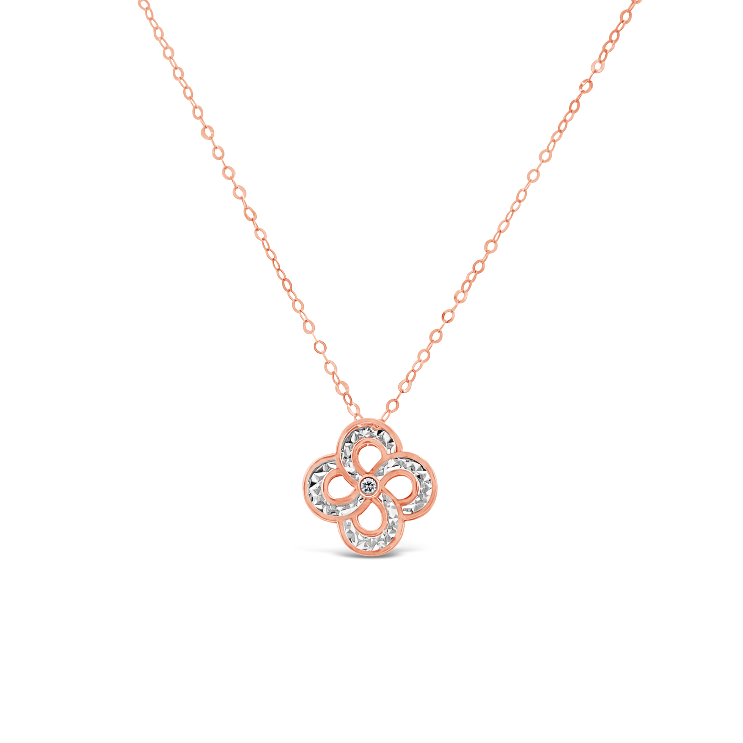 Clara By Martin Binder Diamond Flower Knot Necklace (0.01 Ct. Tw.)