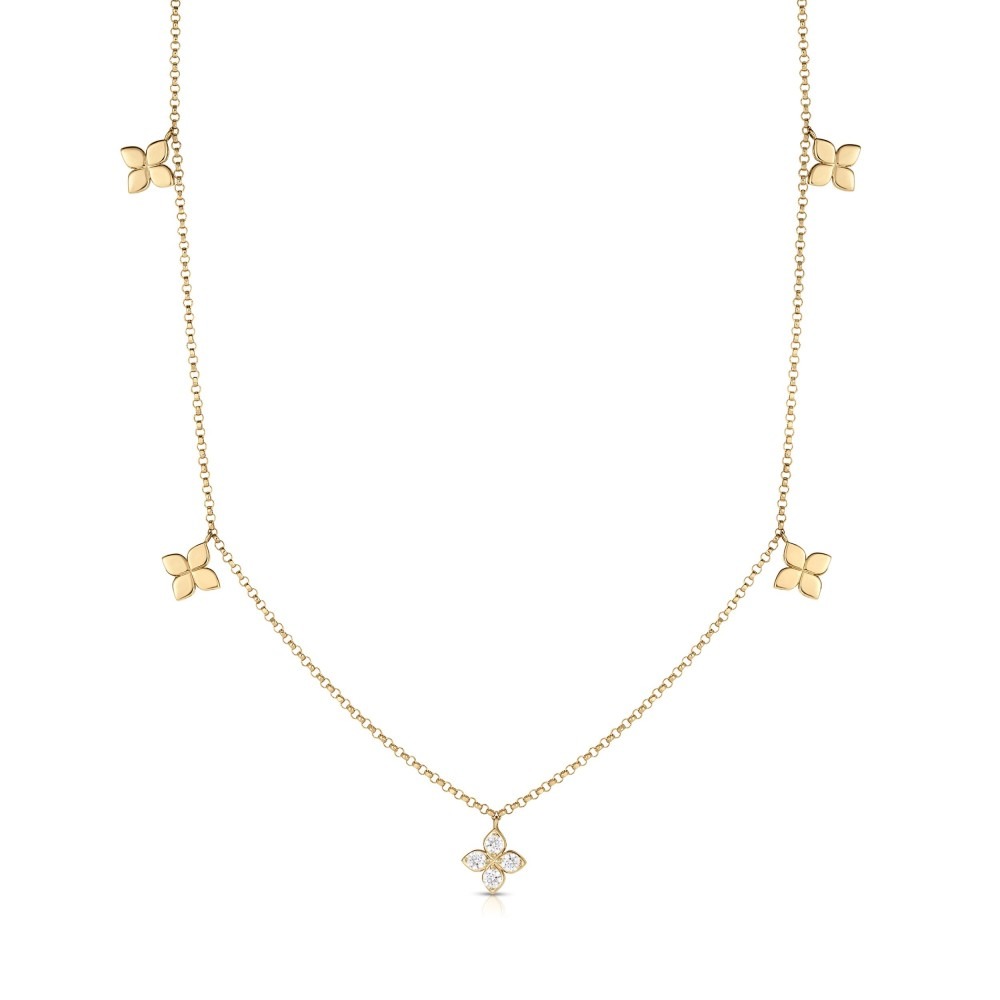 Roberto Coin Love By The Inch Flower Station Diamond Necklace