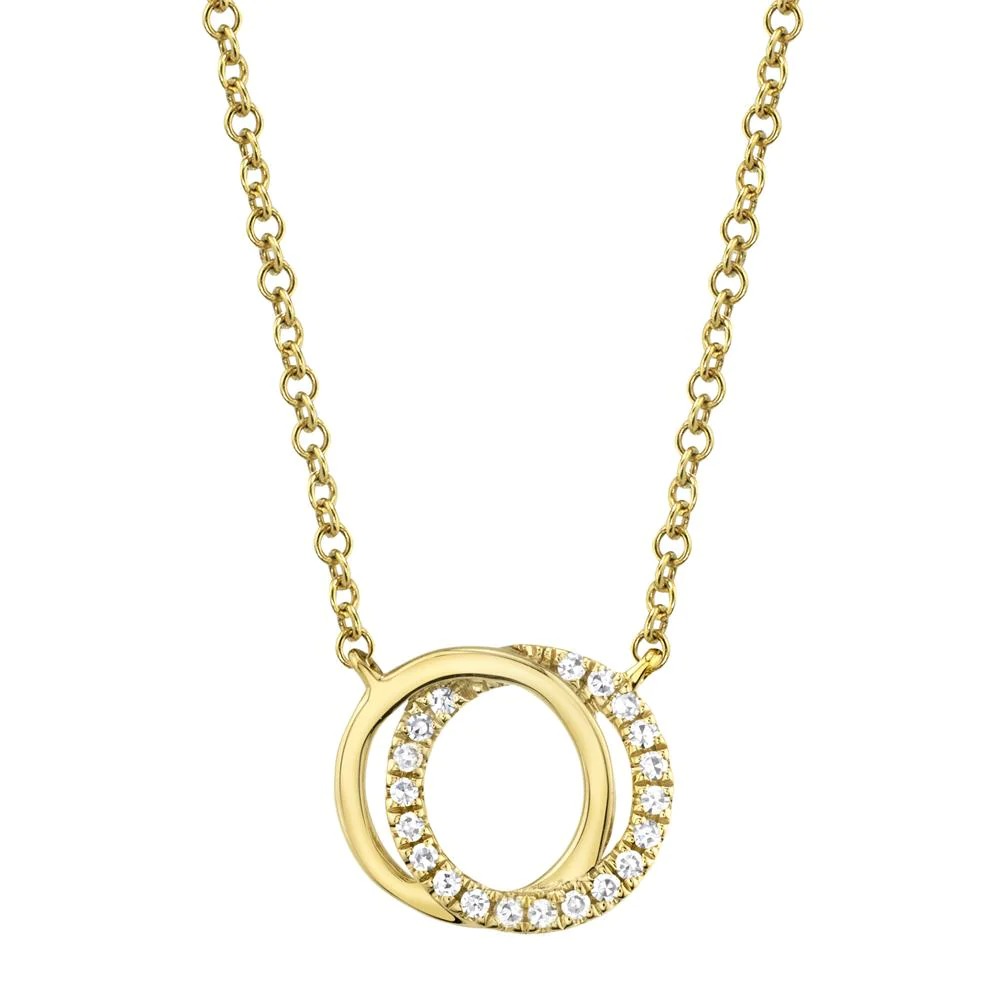 Shy Creation Diamond Love Knot Circle Necklace