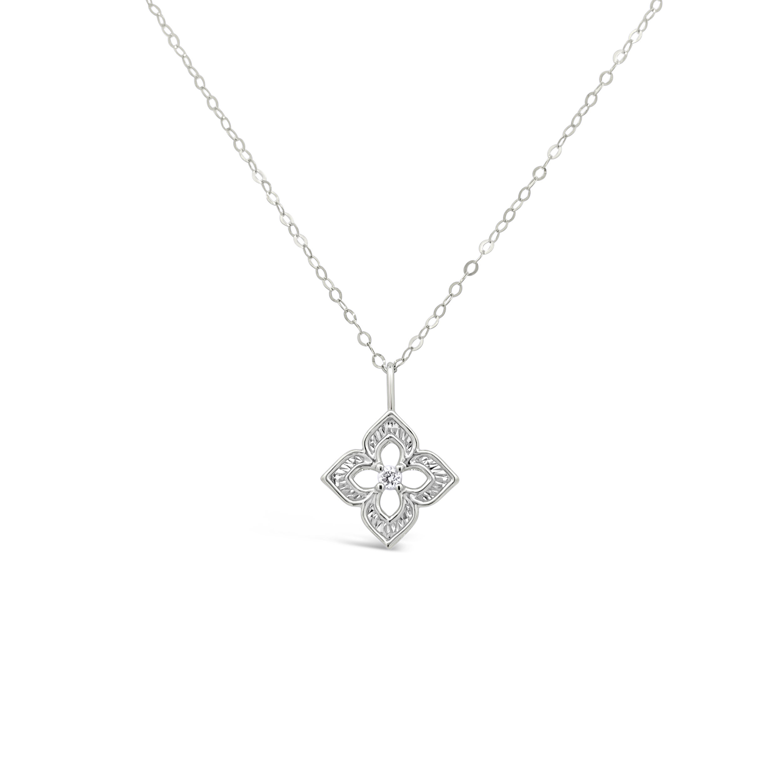 Clara By Martin Binder Diamond Double Flower Necklace (0.02 Ct. Tw.)