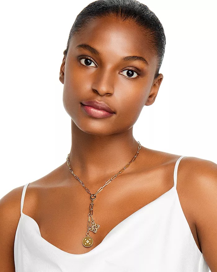 Roberto Coin Venetian Princess Diamond Flower & Disc Y Necklace