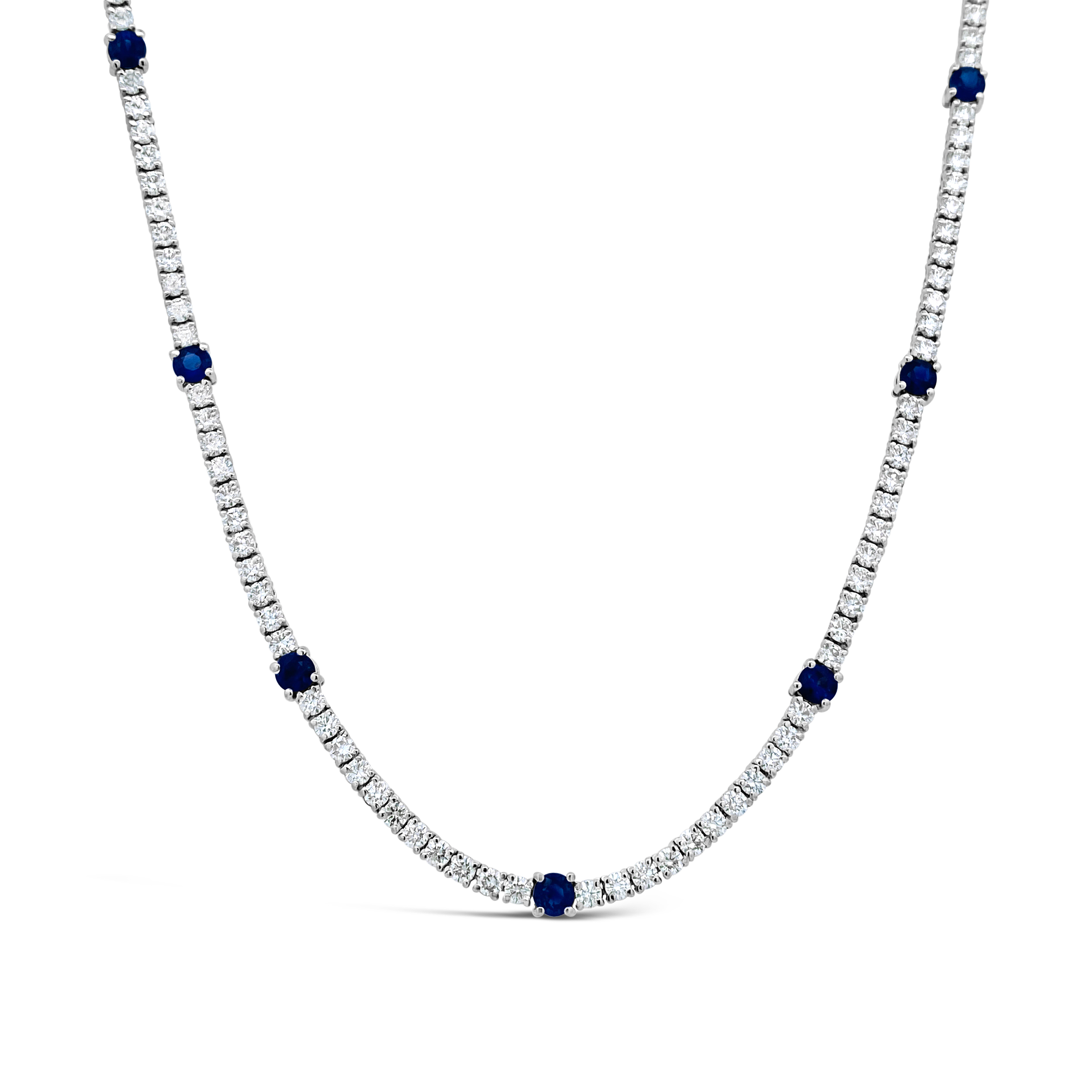 Irisa by Martin Binder Blue Sapphire & Diamond Station Tennis Necklace